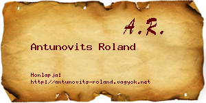 Antunovits Roland névjegykártya